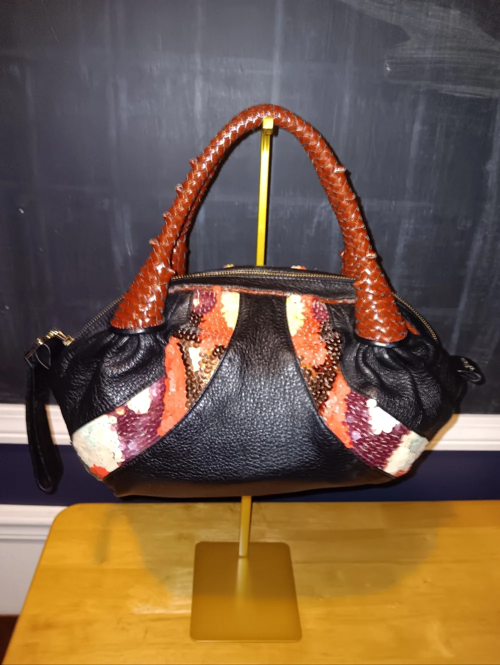 Fendi FF Ultra Rare Vintage Leather Sequin Zucca Interior Spy Bag - Picture 2 of 10
